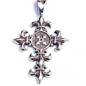 Thick Sterling Silver Fleur Cross